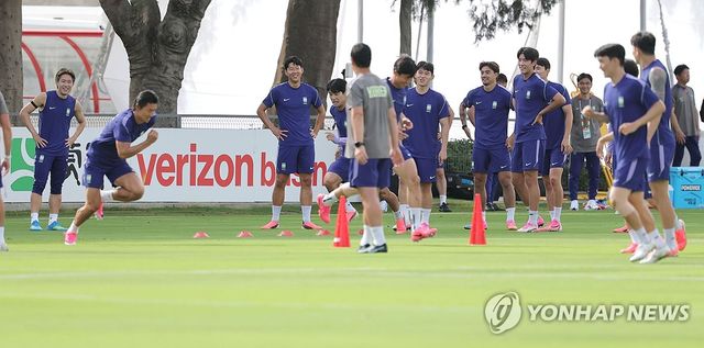 축구대표팀 훈련 장면