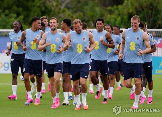 훈련하는 잉글랜드 대표팀 선수들.