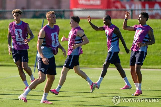미국 캔자스시티 베이스 캠프에서 훈련 중인 잉글랜드 대표팀