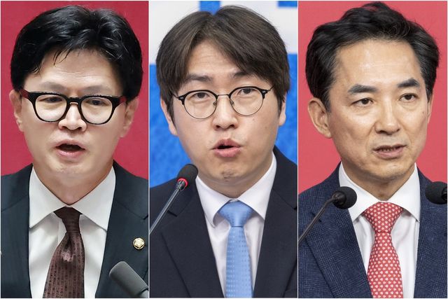 부산 북갑 국회의원 보궐선거에서 대결했던 한동훈(왼쪽부터)·하정우·박민식