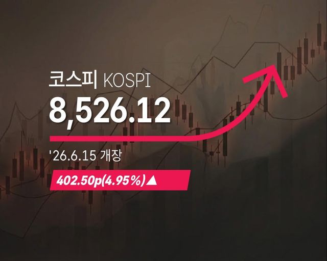 [코스피] 402.50p(4.95%) 오른 8,526.12(개장) - 2026년 6월 15일