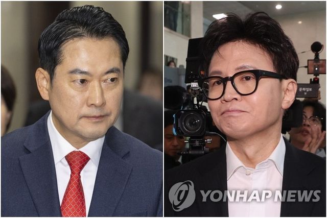 장동혁 대표(왼쪽)와 한동훈 전 대표