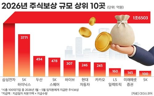 올해 1∼5월 주식보상 규모 상위 10곳