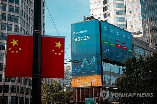 중국 거리의 금융시장 시황판