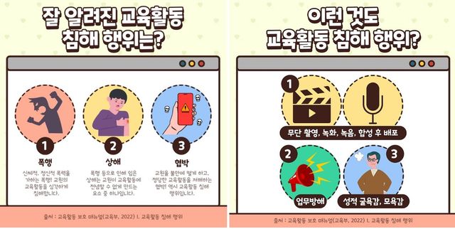 교육활동 침해 행위 예시
