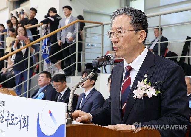 전국 교도관 무도대회 개회사 하는 정성호 장관