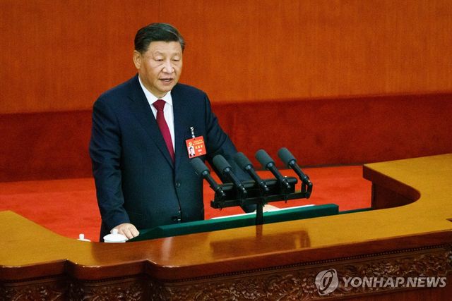 2022년 10월 중국공산당 제20차 전국대표대회 개막식에서 연설하는 시진핑 중국 국가주석