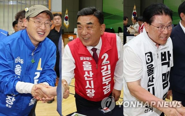 왼쪽부터 김상욱·김두겸·박맹우 울산시장 후보