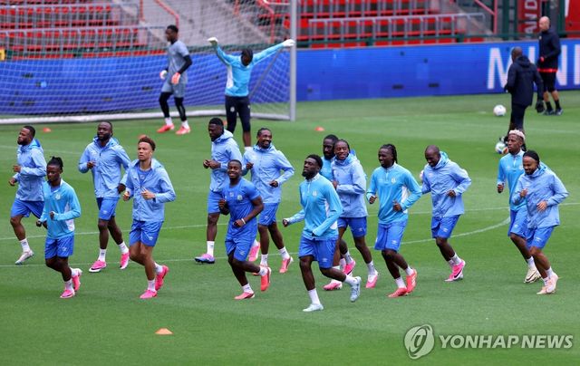 훈련하고 있는 콩고민주공화국 대표팀 선수들