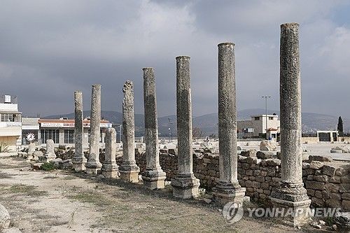 요르단강 서안 팔레스타인 마을 세바스티아에 있는 고고학 유적지