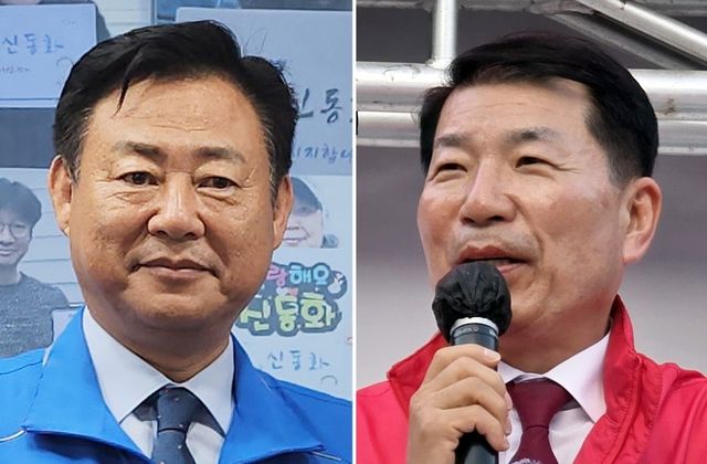 신동화(왼쪽)·백경현 경기 구리시장 후보