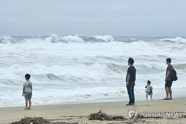 강한 파도 치는 강원 동해안