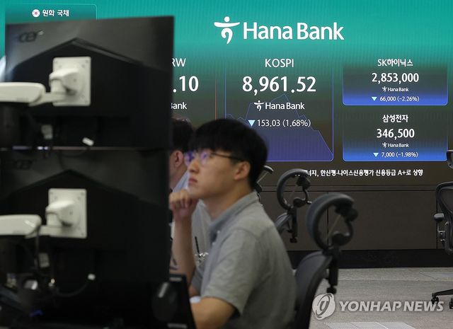 9천 아래로 떨어지는 코스피