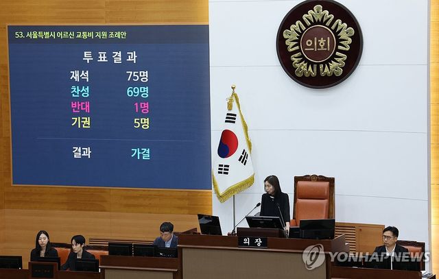 서울 70세 이상 버스비 지원조례 통과