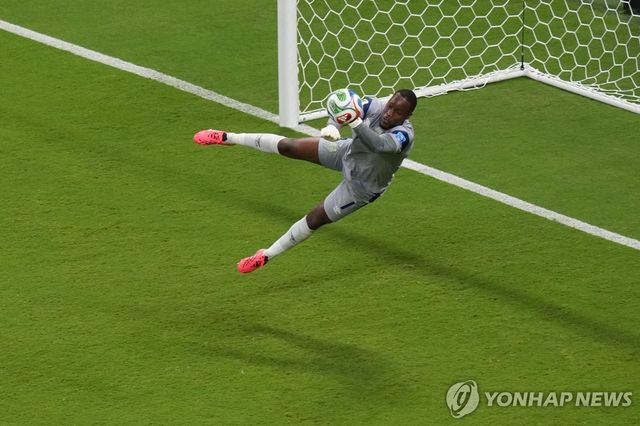 선방하는 민주콩고 골키퍼 음파시.