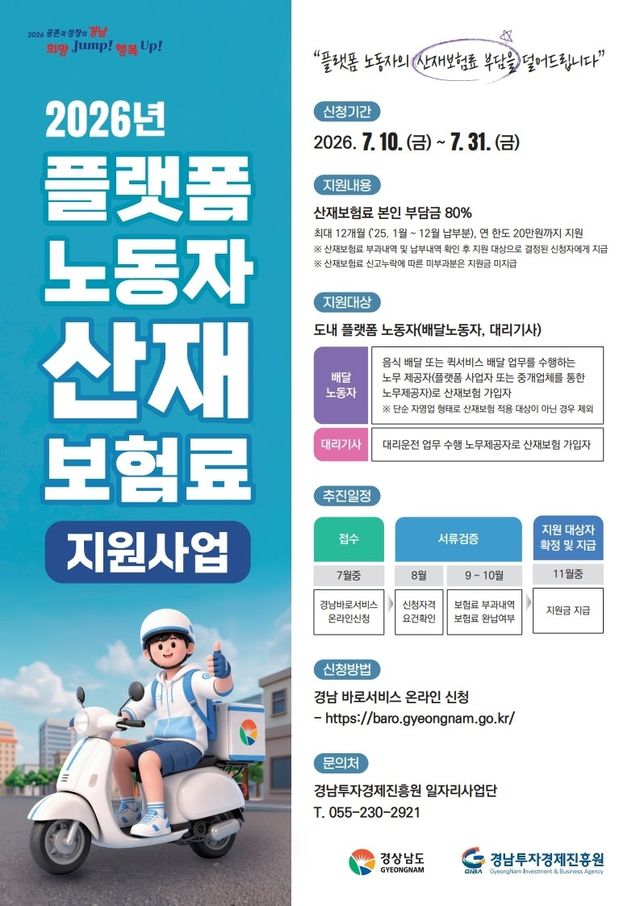 플랫폼 노동자 산재보험료 지원사업