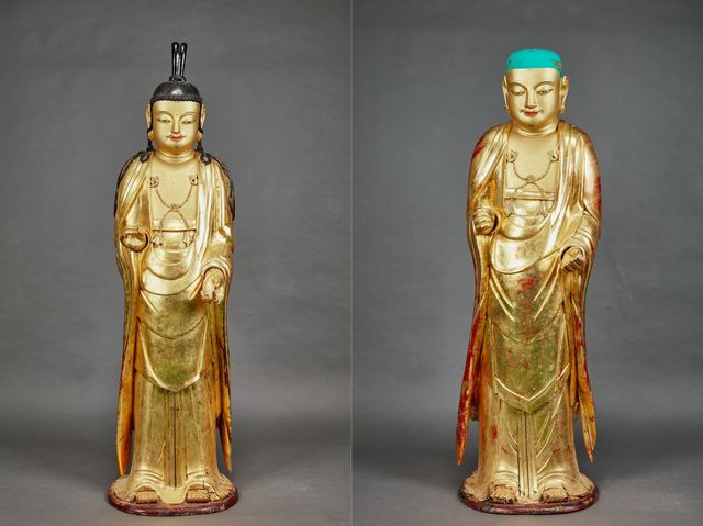 보물로 지정된 '완주 위봉사 목조관음보살입상 및 지장보살입상