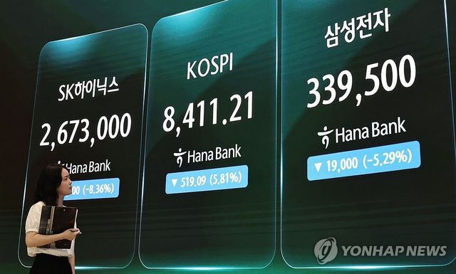 삼성전자 5%, SK하이닉스 8% 급락 마감