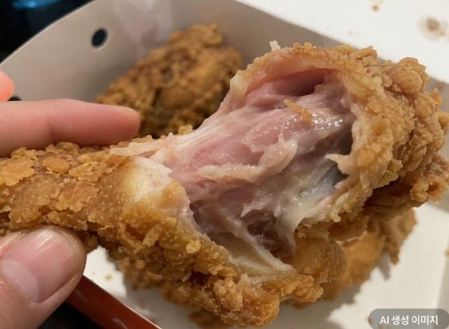 AI로 생성된 덜 익은 치킨 이미지