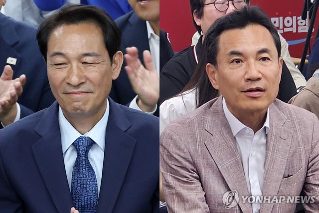 출구조사 결과 지켜보는 우상호·김진태 강원지사 후보