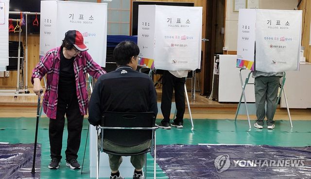지팡이 짚고 한 표 행사