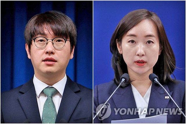 청와대 하정우 AI미래기획수석(왼쪽)과 전은수 대변인