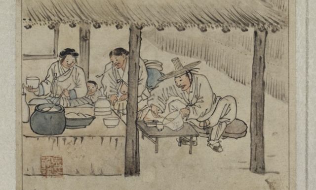 보물 '김홍도 필 풍속도 화첩' 중 '주막' 부분 