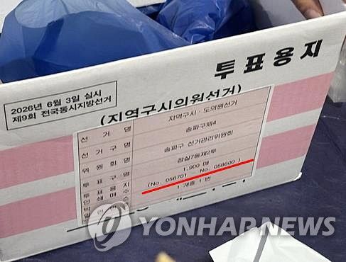 잠실7동 2투표소 내부에 남겨진 투표용지 박스