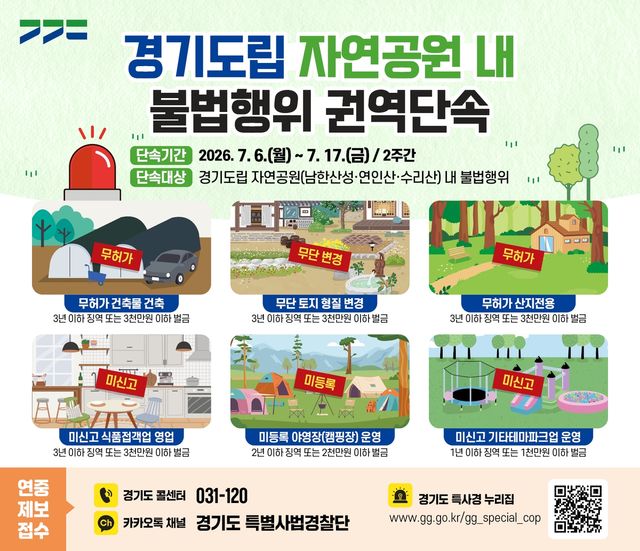 경기도립 자연공원 불법행위 단속 