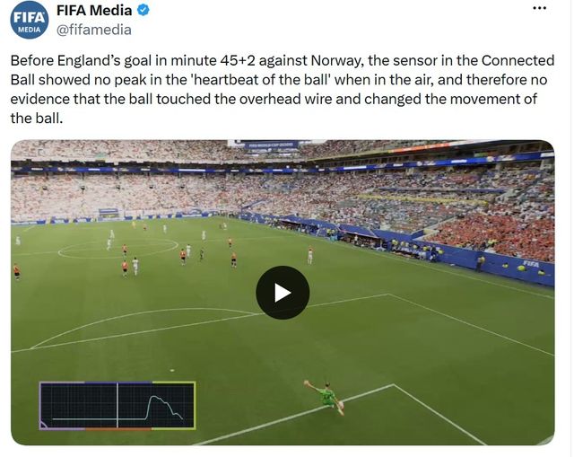 노르웨이 골킥이 카메라 케이블에 맞았다는 의혹을 일축한 FIFA