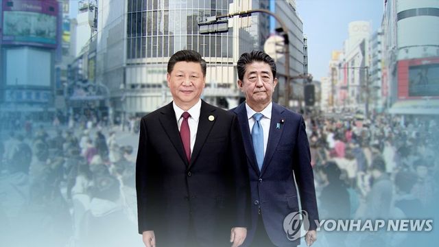 시진핑 중국 국가주석(좌)과 아베 신조 전 일본 총리(CG)