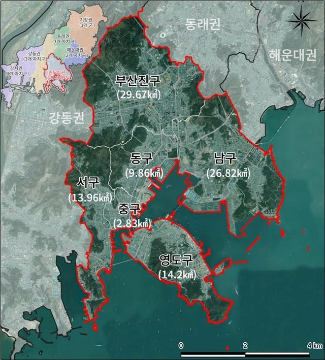 부산 생활권계획(원도심권) 위치도