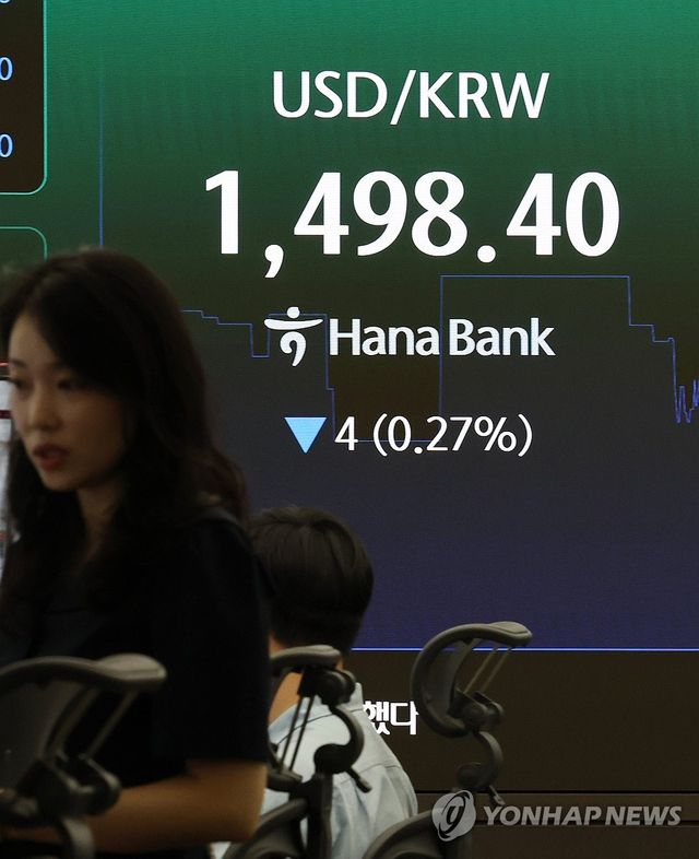 1천5백원 선 아래로 내려간 원/달러 환율