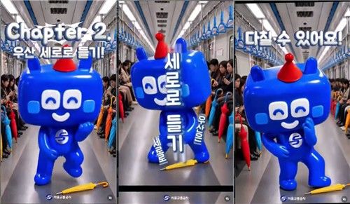 지하철 가로 우산 금지 에티켓을 홍보하는 서울교통공사 릴스
