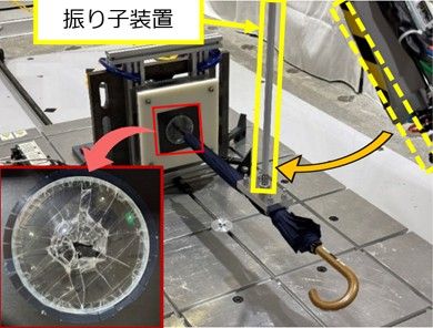 우산 충격력 실험 결과, 최대 240㎏(피아노 크기 정도) 수준의 충격이 측정됐다.