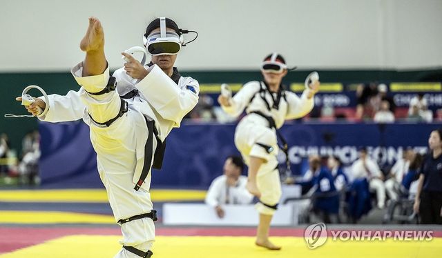 태권도 버추얼 경기..발차기 기술
