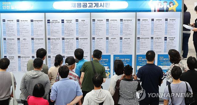 채용공고 살펴보는 구직자들