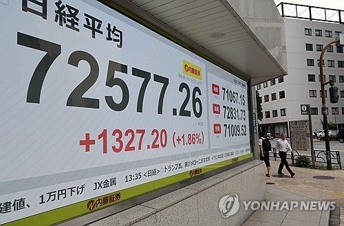 닛케이지수 종가 72,000 첫 돌파