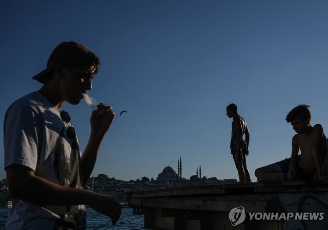 튀르키예 이스탄불의 흡연자