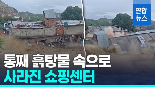 [영상] 거센 물살에 위태위태…인도 쇼핑센터 통째로 '풍덩' - 2