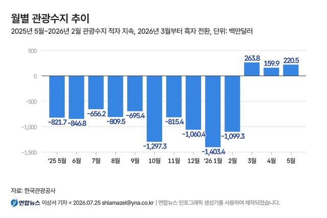 월간 관광수지