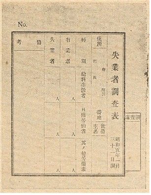 일제강점기의 실업조사표(출처: 《경성일보》1930년 1월 22일 기사에서 발췌)