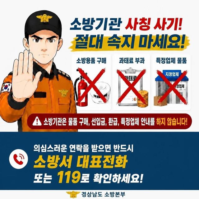 소방기관 사칭 사기 예방 포스터