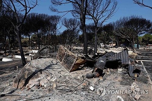 마드리드 서쪽 아빌라에서 번진 산불에 잿더미 된 캠핑장