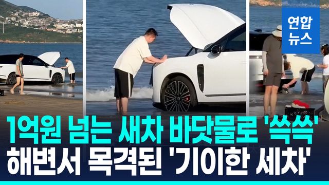 [영상] 바닷물로 엔진룸 '쓱쓱'…해변에서 목격된 '기이한 세차' - 2