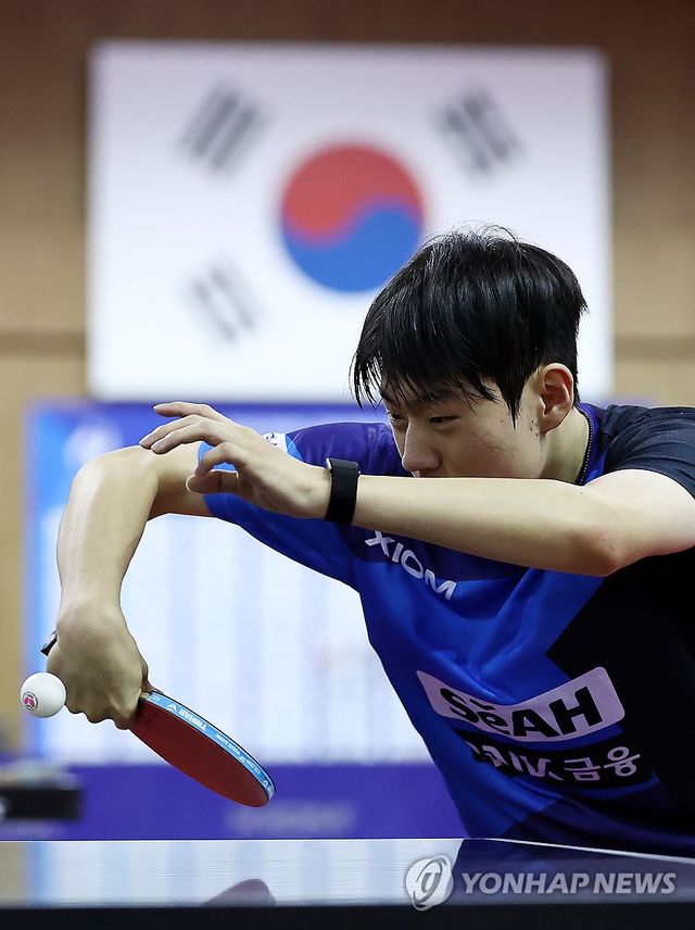 훈련하는 탁구 대표팀 오준성