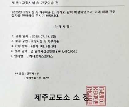 제주교도소 사칭 공문서