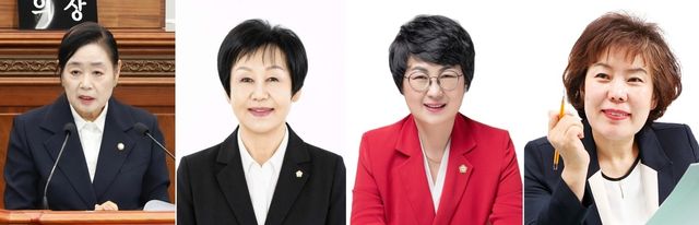 왼쪽부터 이해련, 임채숙, 표주숙, 강희순 의장