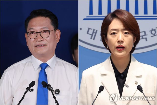 당 대표 출마 선언하는 송영길·고민정