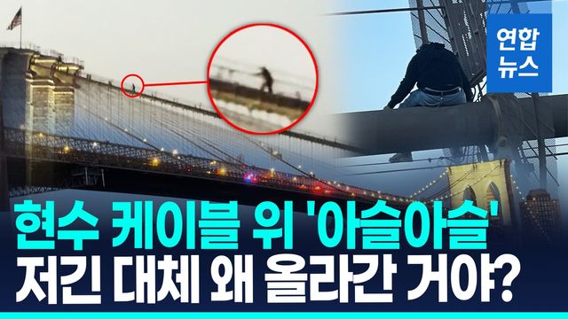 [영상] 케이블 위에 사람이…뉴욕 브루클린 다리서 '아찔한 광경' - 2